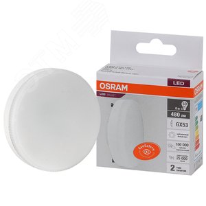 Лампа светодиодная LED 6 Вт GX53 4000К 480Лм таблетка 220 В (замена 50Вт) OSRAM