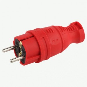 ЭРА вилка прямая каучук 2P+PE 1х16А 220-240V красная IP44 V8-RED 4929 (Турция)