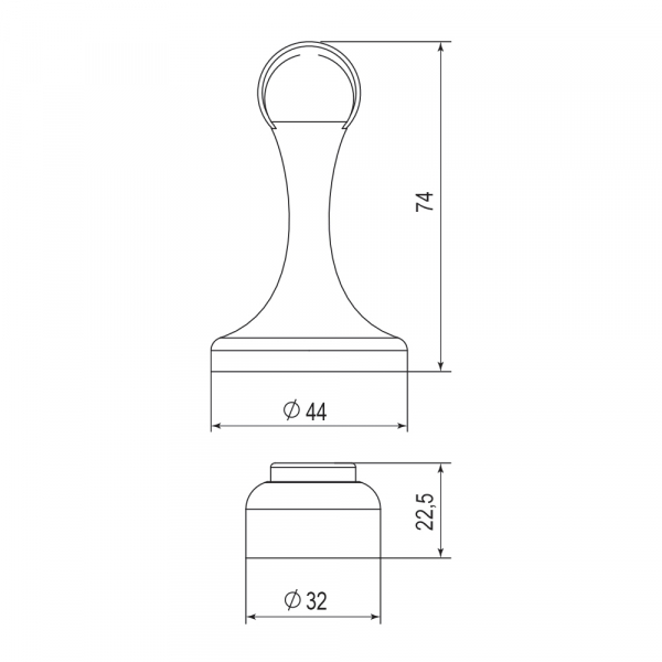 Упор дверной напольный DFIX/MF45 (DSM-45) магнитный SN-3 мат.никель