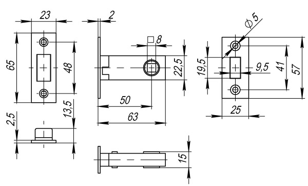 Fuaro Защелка врезная MAGNET M12-50-25 SN мат. никель