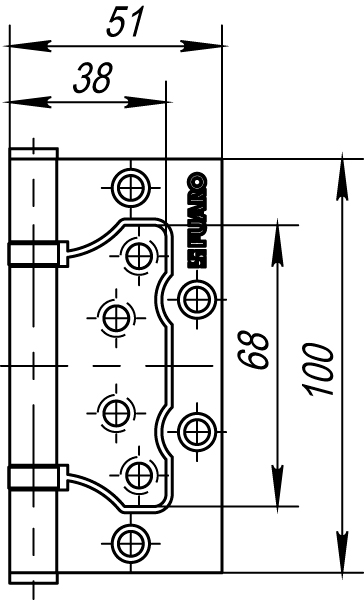 Fuaro Петля универсальная без врезки 500-2BB 100x2,5 SB (мат. золото)