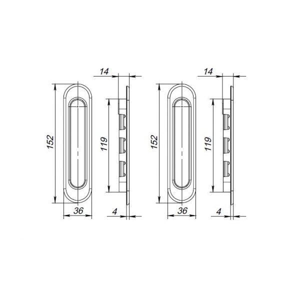 Ручка Punto (Пунто) для раздвижных дверей SH.SL152.010 (Soft LINE SL-010) SN матовый никель