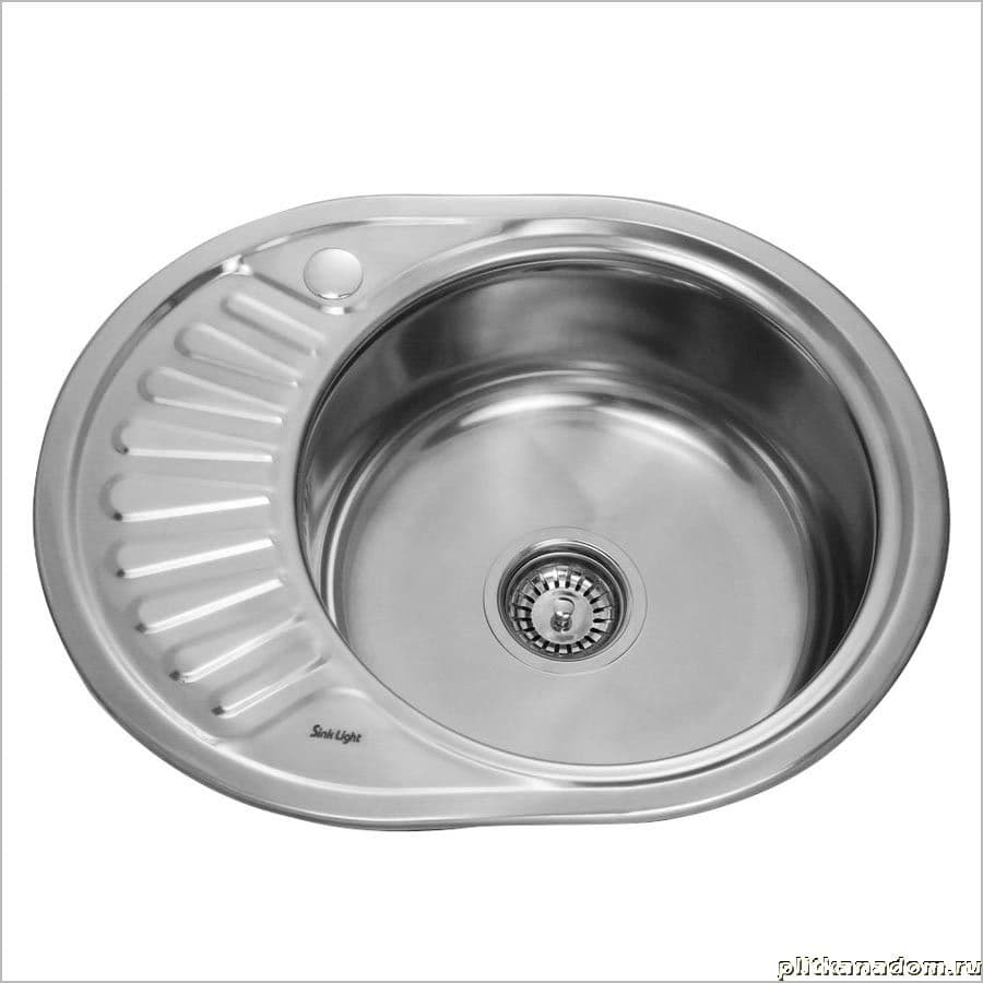 SINKLIGHT 5745R Мойка врезная 57х45 ПРАВ (0,8х180) выпуск 3 1/2 с сифоном