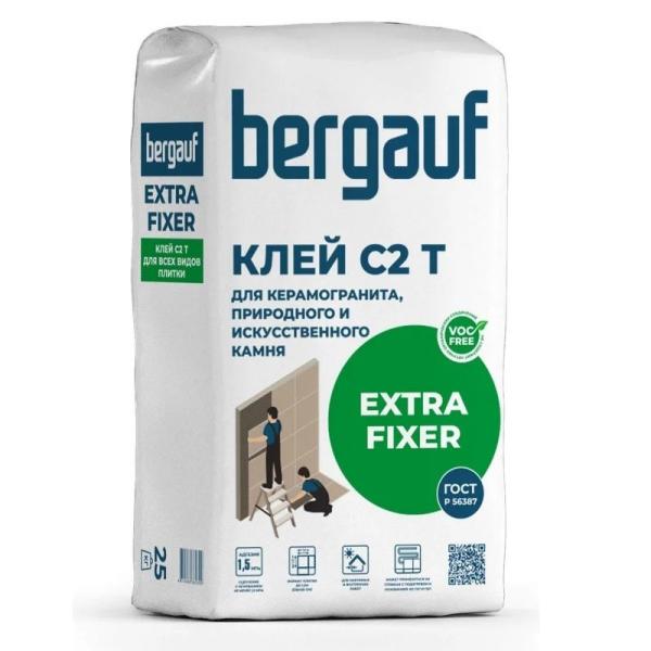 Усиленный клей для керамогранита и плитки, "Бергауф" Extra Fixer 25 кг. С2 T