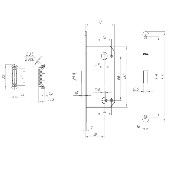 Fuaro Защелка врезная MAGNET M96WC-50 SN мат. никель