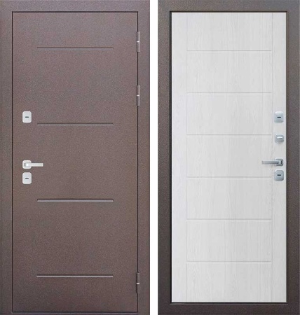 Входная дверь мет. 11 см ISOTERMA медный антик/ Астана милки  (860) левая (ФЕРРОНИ)