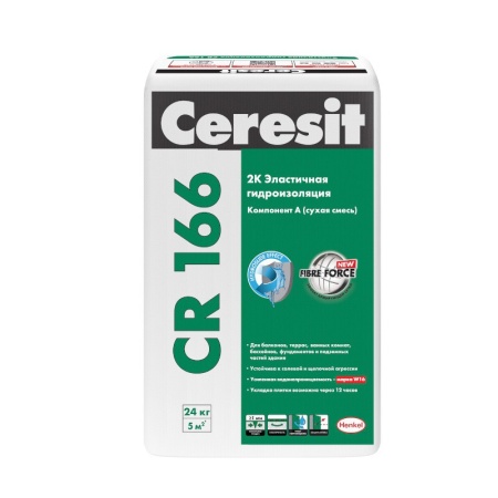Гидроизоляция эластичная обмазочная Ceresit CR166 Комп. А, 24 кг