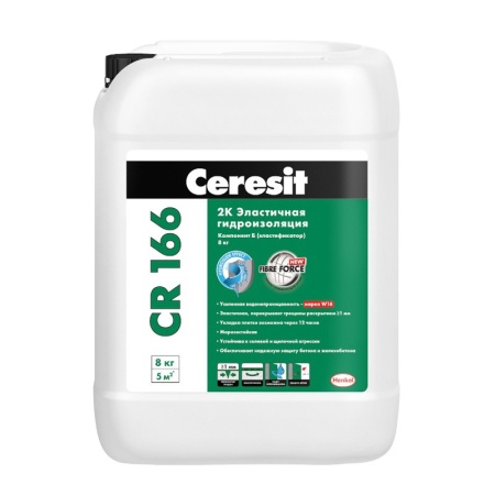 Гидроизоляция эластичная обмазочная Ceresit CR166 Комп. Б, 8 л.