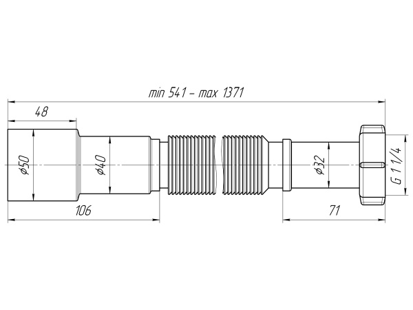 K216 Гибкая труба 1 1/4"х40/50 L=1200 Ани Пласт