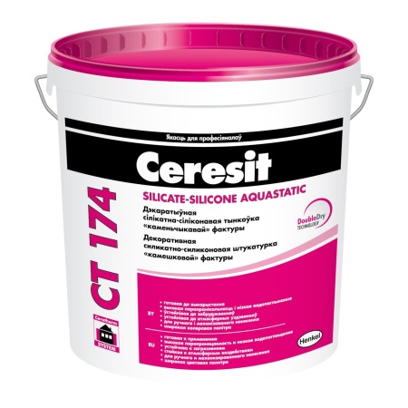 Штукатурка декоративная Церезит (Ceresit) CT174 силикатно-силиконовая камешковая, 2,0мм База, 25 кг
