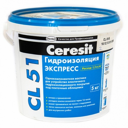 Церезит CL51 эластичная полимерная гидроизоляционная мастика под плиточ. облиц. 5 кг. 