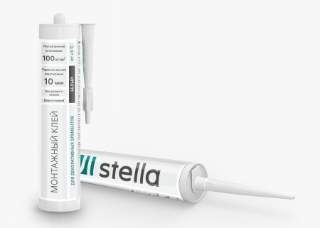 Монтажный клей универсальный Stella прозрачный 100 кг на м.кв (12 шт. в упак)		
