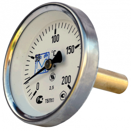 Термометр биметаллический ТБП-Т осевой 0-160°С, Дк63, L=50мм, G1/2",